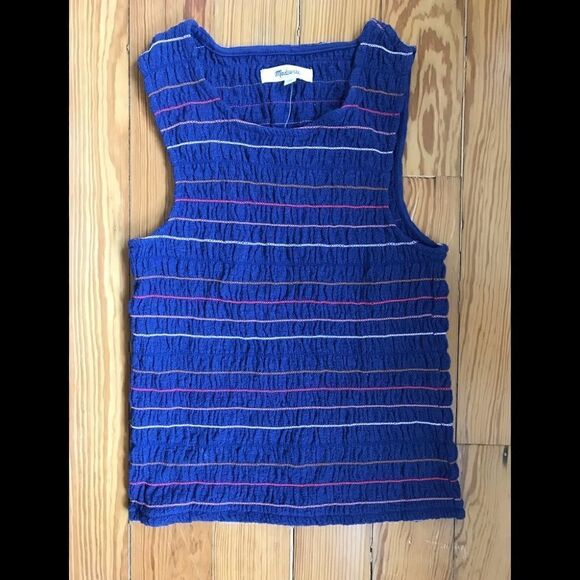 NWOT Madewell Texture and Thread Rainbow Stitch Smocked Tank Top - Picture 2 of 5